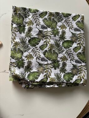 Tropical Leaf Print Lightweight Cotton Baby swaddle blanket.